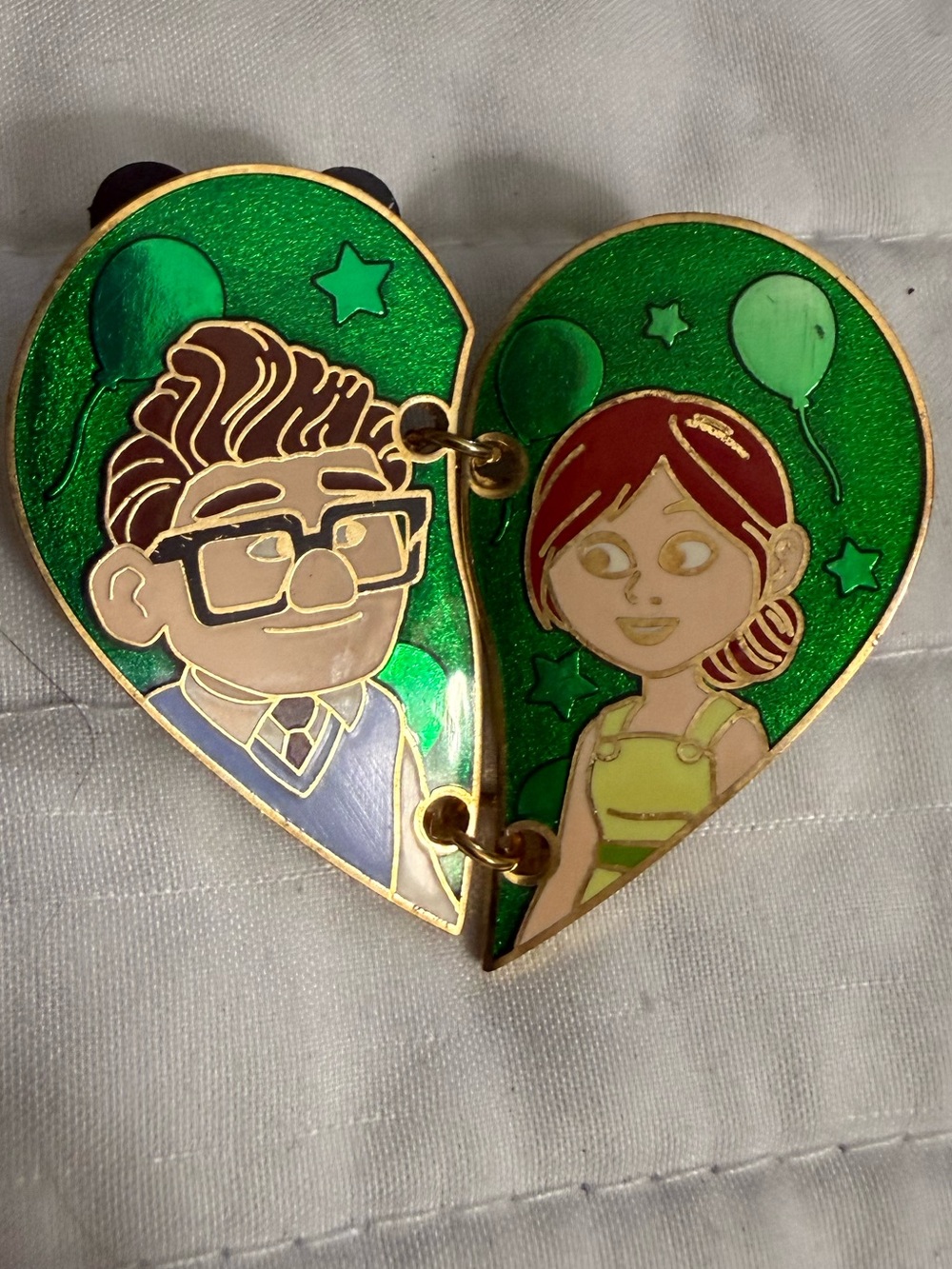 Disney Up Carl & Ellie Heart Split Pin Set with Black Pin Backs
